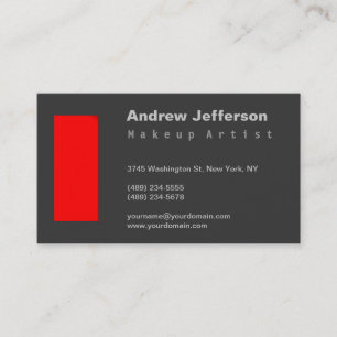 Grey Red Makeup Artist Standard Size Business Card