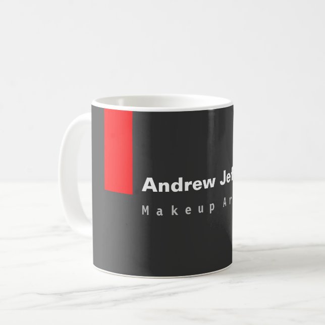 Grey Red Minimalist Modern Plain Remarkable Coffee Mug (Front Left)