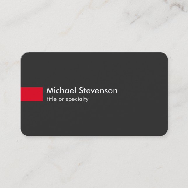 Grey Red Modern Rounded Consultant Business Card (Front)