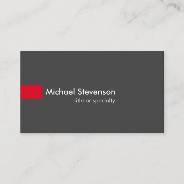 Grey Red Modern Unique Consultant Business Card (Front)