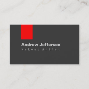 Grey Red Professional Makeup Artist Business Card