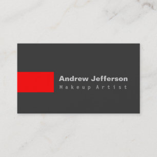 Grey Red Professional Makeup Artist Business Card