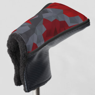 Grey, red randomly arranged triangles. golf head cover