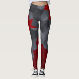 Grey, red randomly arranged triangles. leggings