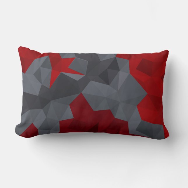 Grey, red randomly arranged triangles. lumbar cushion (Front)