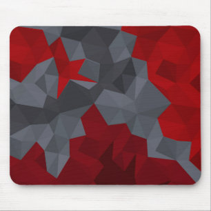 Grey, red randomly arranged triangles. mouse pad