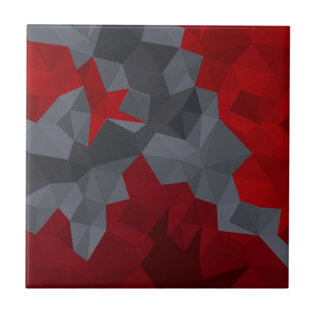 Grey, red randomly arranged triangles. tile (Front)