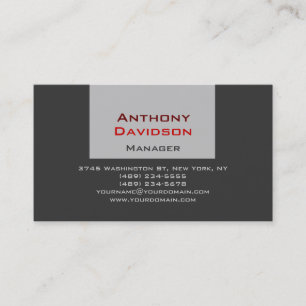 Grey red trendy manager business card