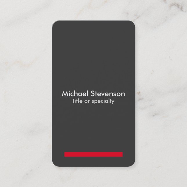 Grey Red Vertical Professional Round Business Card (Front)