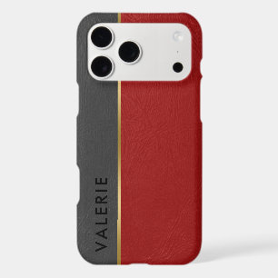 Grey & Red Vintage Faux Leather