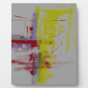 Grey Red Yellow Abstract Expressionist Plaque