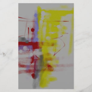 Grey Red Yellow Abstract Expressionist Stationery