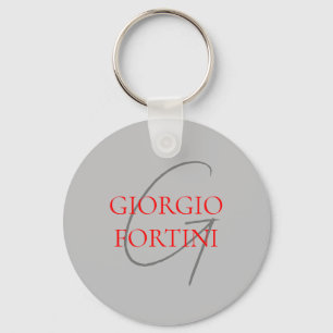 Grey Red Your Name Initial Monogram Modern Key Ring