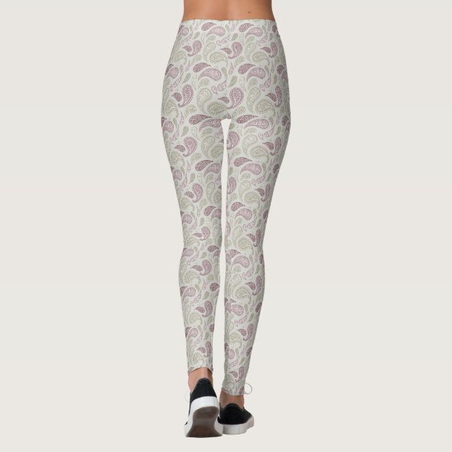 Grey-Redwood Paisley Pattern Leggings (Back)