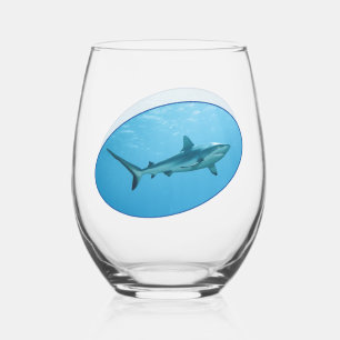 Grey Reefshark, Yap Island - Photographic design   Stemless Wine Glass