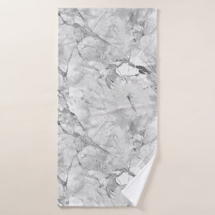 Grey Regal Stone Vein Marble Texture Bath Towel