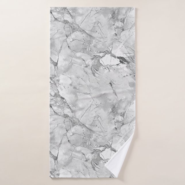 Grey Regal Stone Vein Marble Texture Bath Towel (Bath Towel)