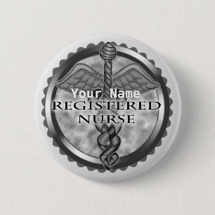 Grey Registered Nurse 6 Cm Round Badge