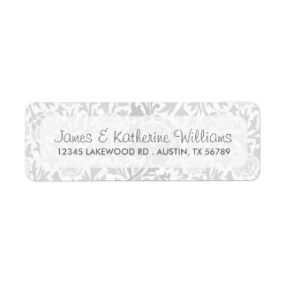 Grey Retro Floral Damask Modern Wedding