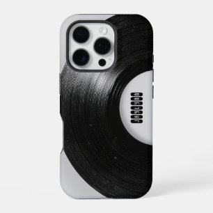 Grey Retro Vinyl Record Custom Name iPhone 16 Pro Case