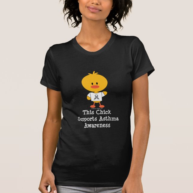 Grey Ribbon Asthma Awareness Chick T-shirt (Front)