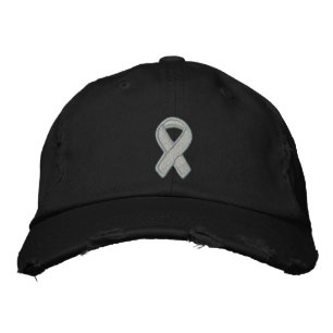 Grey Ribbon Awareness Embroidered Hat