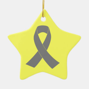 Grey Ribbon Awareness - Zombie, Brain Cancer Ceramic Tree Decoration