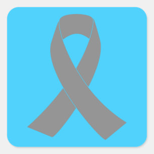 Grey Ribbon Awareness - Zombie, Brain Cancer Square Sticker