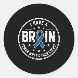 Grey Ribbon Brain Tumour Awareness Apparel For Men Classic Round Sticker