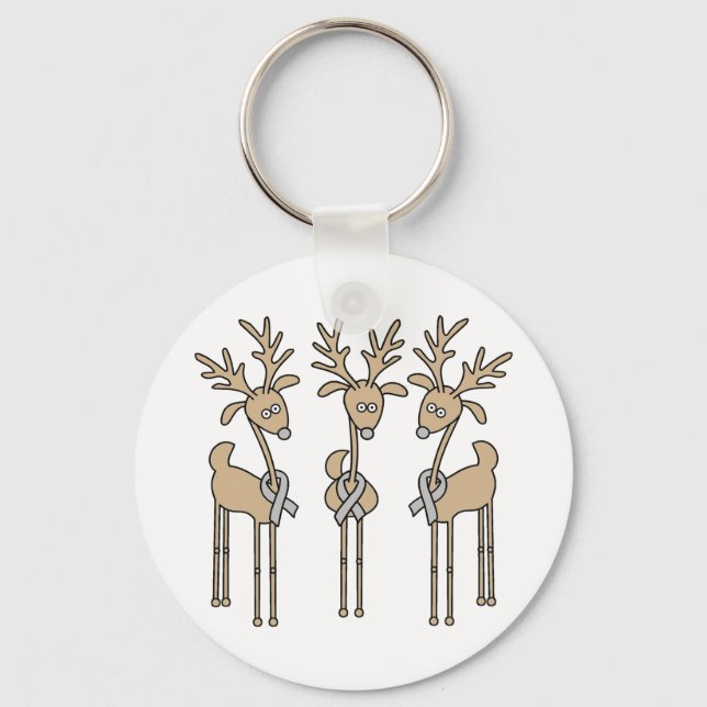 Grey Ribbon Reindeer (Diabetes) Key Ring (Front)