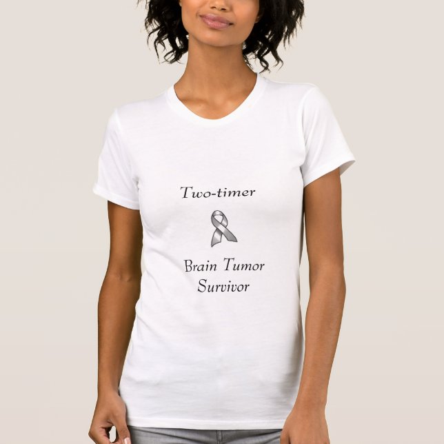 GREY_RIBBON, Two-timer, Brain Tumour Survivor T-Shirt (Front)