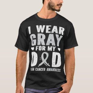 Grey Ribbon Warrior & Supporters Brain Cancer Awa T-Shirt