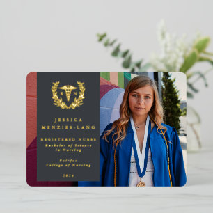 Grey RN Caduceus Graduation Photo Announcement