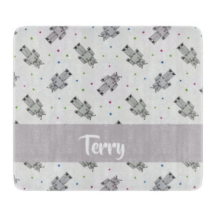 Grey robots pattern cutting board