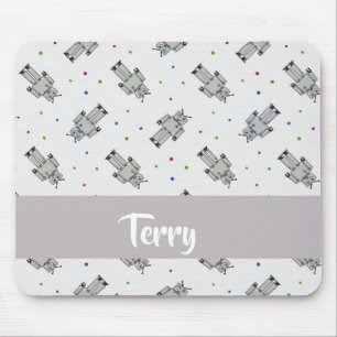 Grey robots pattern mouse pad