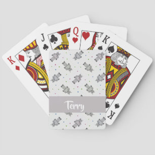 Grey robots pattern playing cards