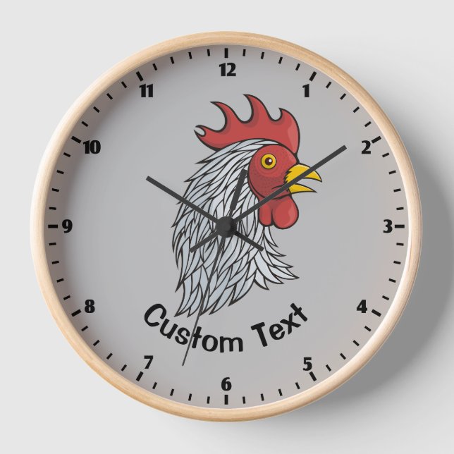 Grey Rooster's Head Clock (Front)