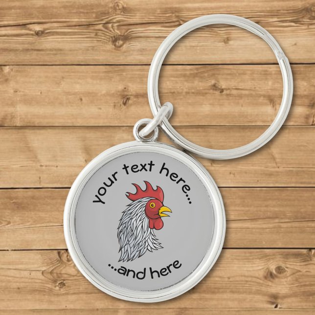 Grey Rooster's Head Key Ring (Creator Uploaded)