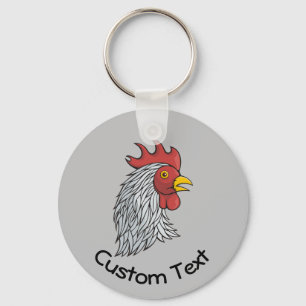 Grey Rooster's Head Keychain