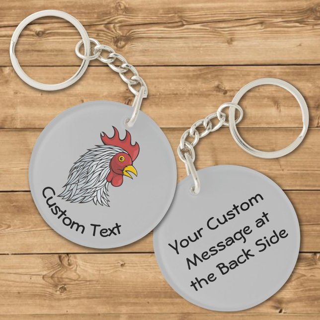 Grey Rooster's Head Keychain (Creator Uploaded)