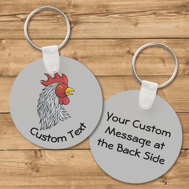 Grey Rooster's Head Keychain (Creator Uploaded)