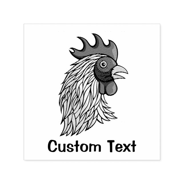 Grey Rooster's Head Self-inking Stamp (Design)