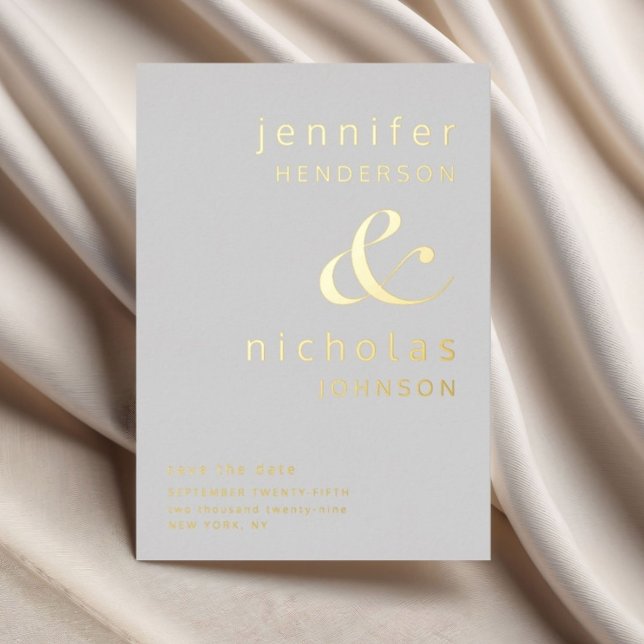 Grey Rose Gold Ampersand Save The Date Wedding (Gray Rose Gold Ampersand Save The Date Wedding Foil Invitation)