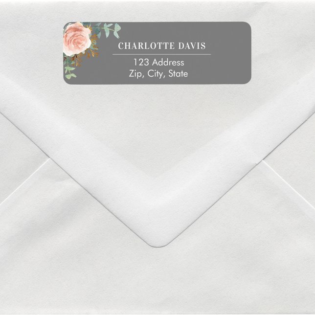 Grey rose gold floral greenery return address  (Creator Uploaded)