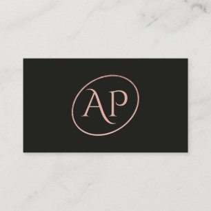Grey rose gold initial logo hair makeup typography business card