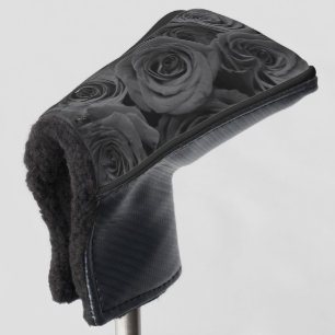 Grey roses, grey floral photo golf head cover