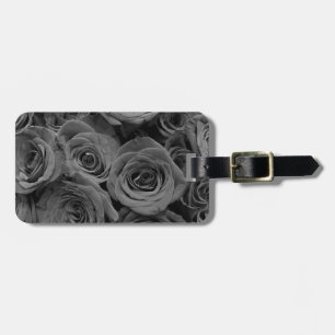 Grey roses, grey floral photo      luggage tag