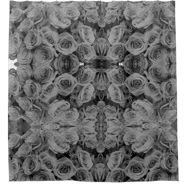 Grey roses, grey floral photo  shower curtain (Front)