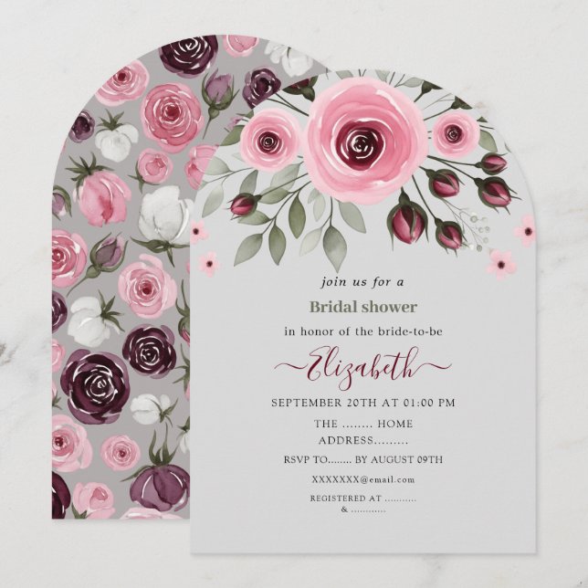 Grey Roses Invitation (Front/Back)