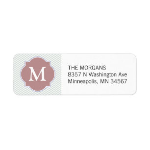 Grey & Rosy Brown Modern Chevron Custom Monogram